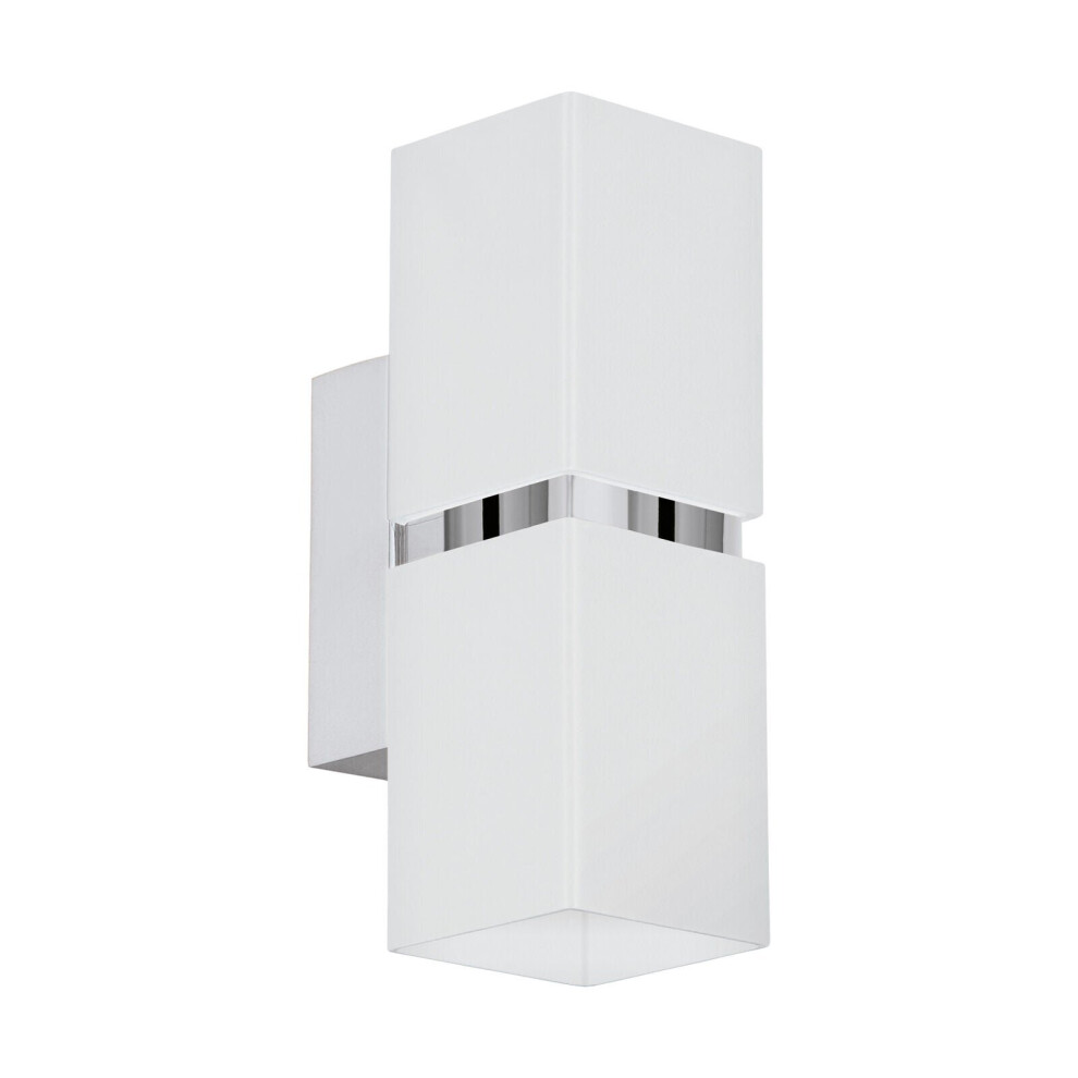 Loops Wall Light Colour Chrome Plated Steel White Square Shape Shade Bulb Gu10 2X3.3w