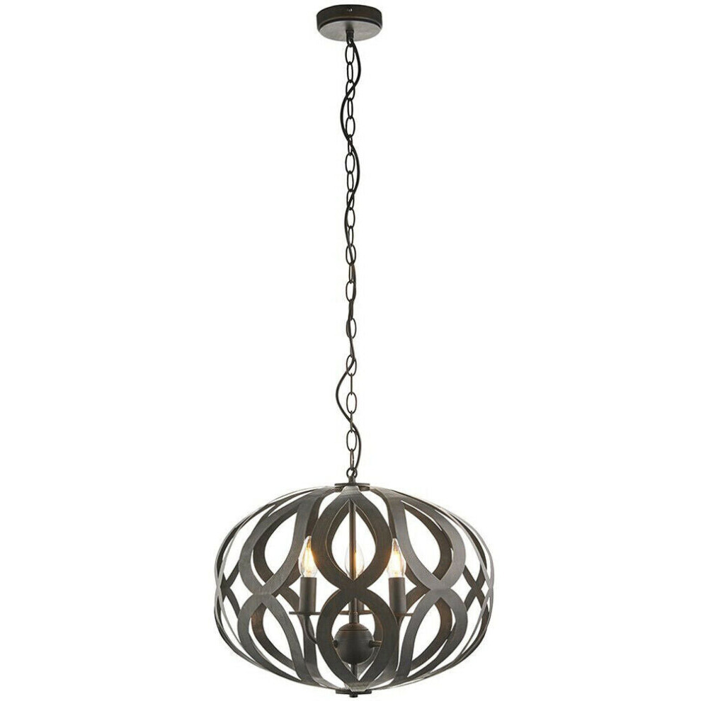 Loops Hanging Ceiling Pendant Light Antique Brushed Bronze 3 Bulb Modern Table Feature