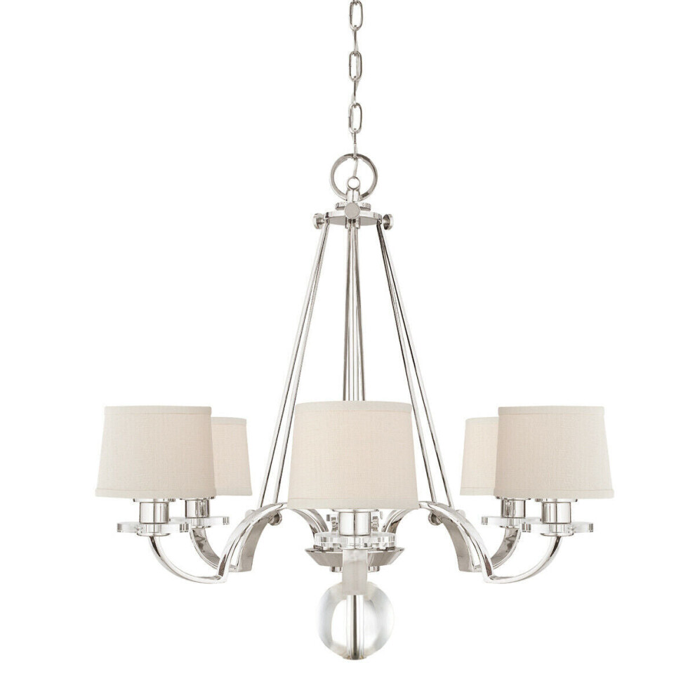 Loops 6 Bulb Chandelier Hanging Pendant Light Imperial Silver Led E27 60W Bulb