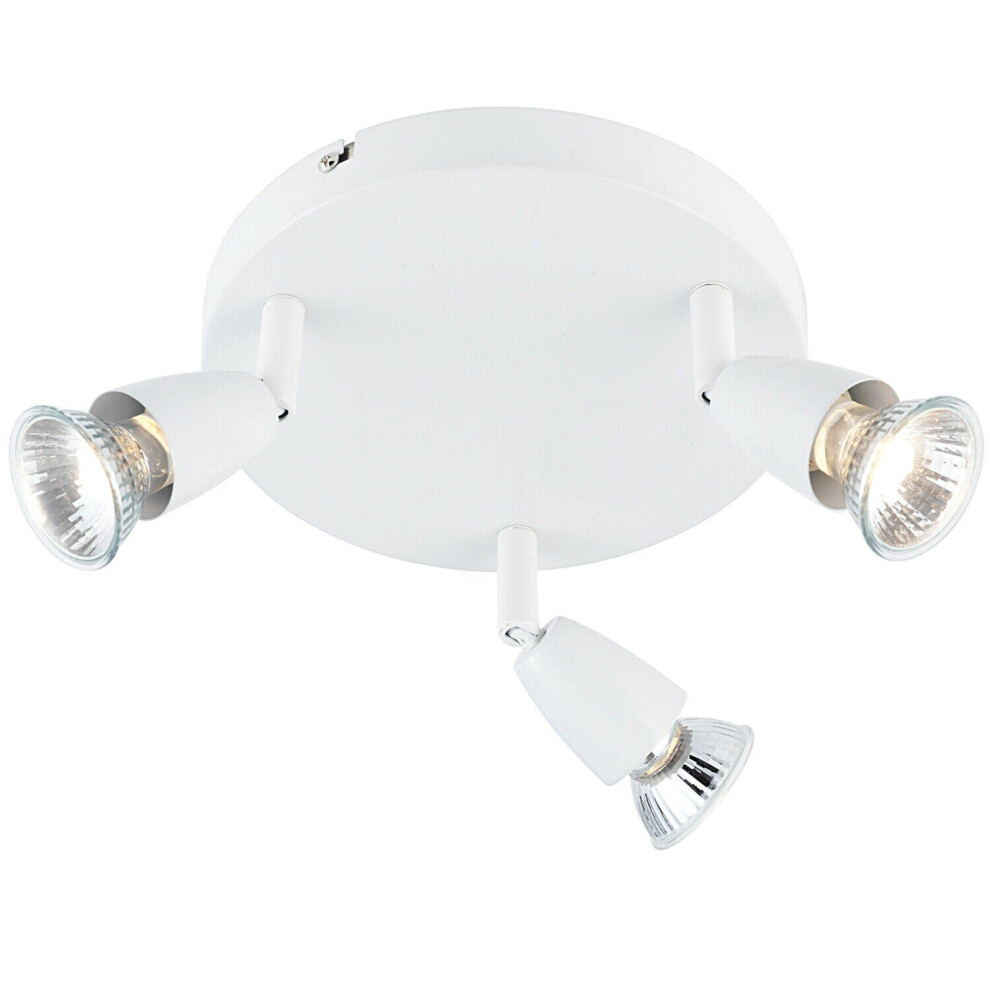 Loops Led Adjustable Ceiling Spotlight Gloss Triple Gu10 Dimmable Downlight White