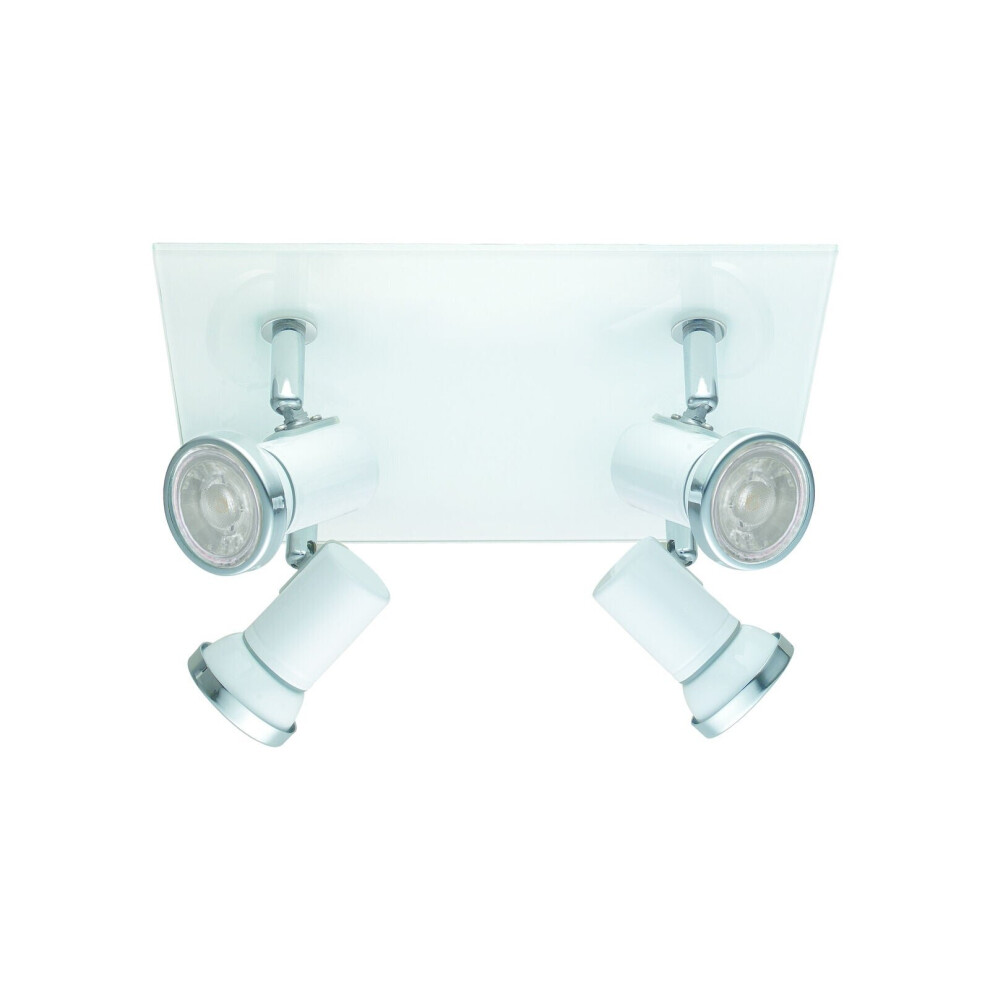 Wall Flush Ceiling Light IP44 Bathroom Colour White Chrome Bulb GU10 4x3.3W Incl