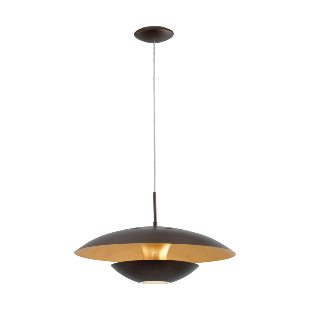 Loops Pendant Ceiling Steel Outer & Inner Shade Bulb E27 1X60w Light/Brown/Gold