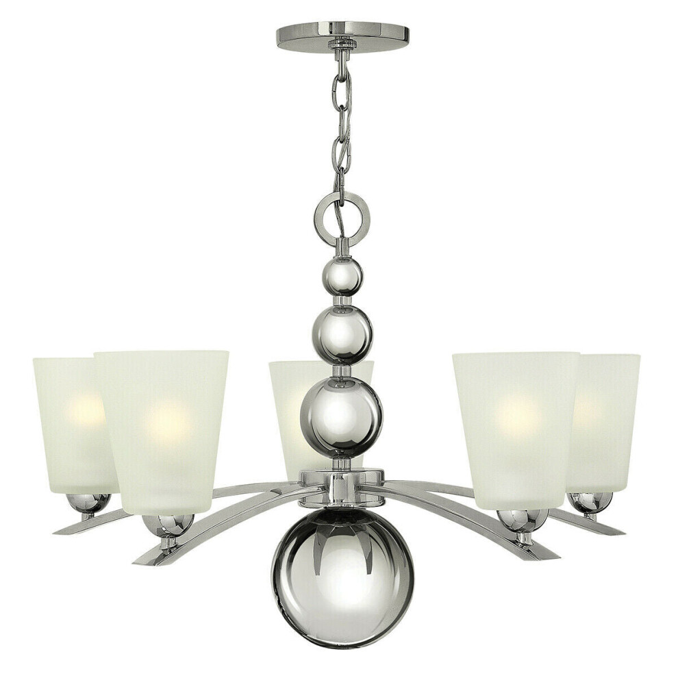 Loops 5 Bulb Chandelier Highly Polished Nickel Led E27 60W Light