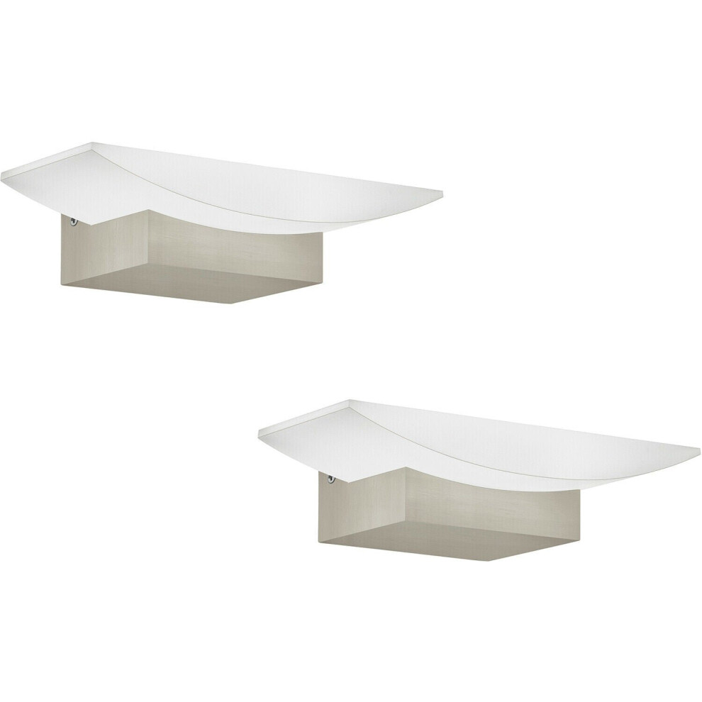 Loops 2 Pack Wall Light Colour Satin Nickel Shade Satined Plastic Led 1X5.6w Included