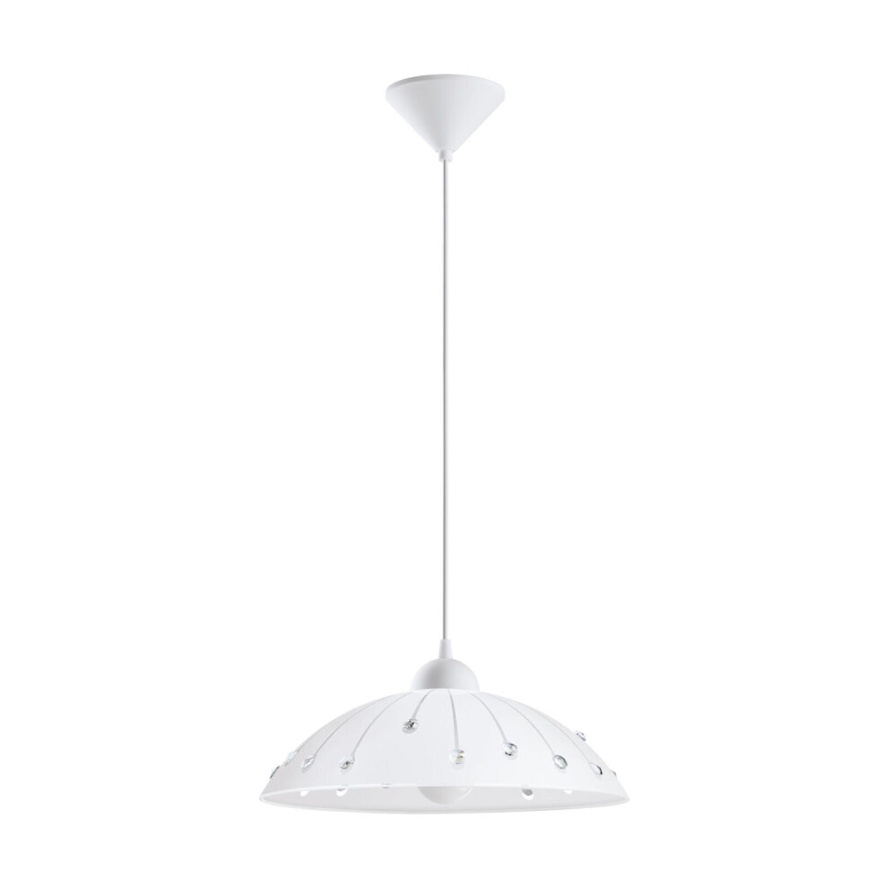 Pendant Light Colour White Shade White Clear Satin Glass Crystal Bulb E27 1x60W