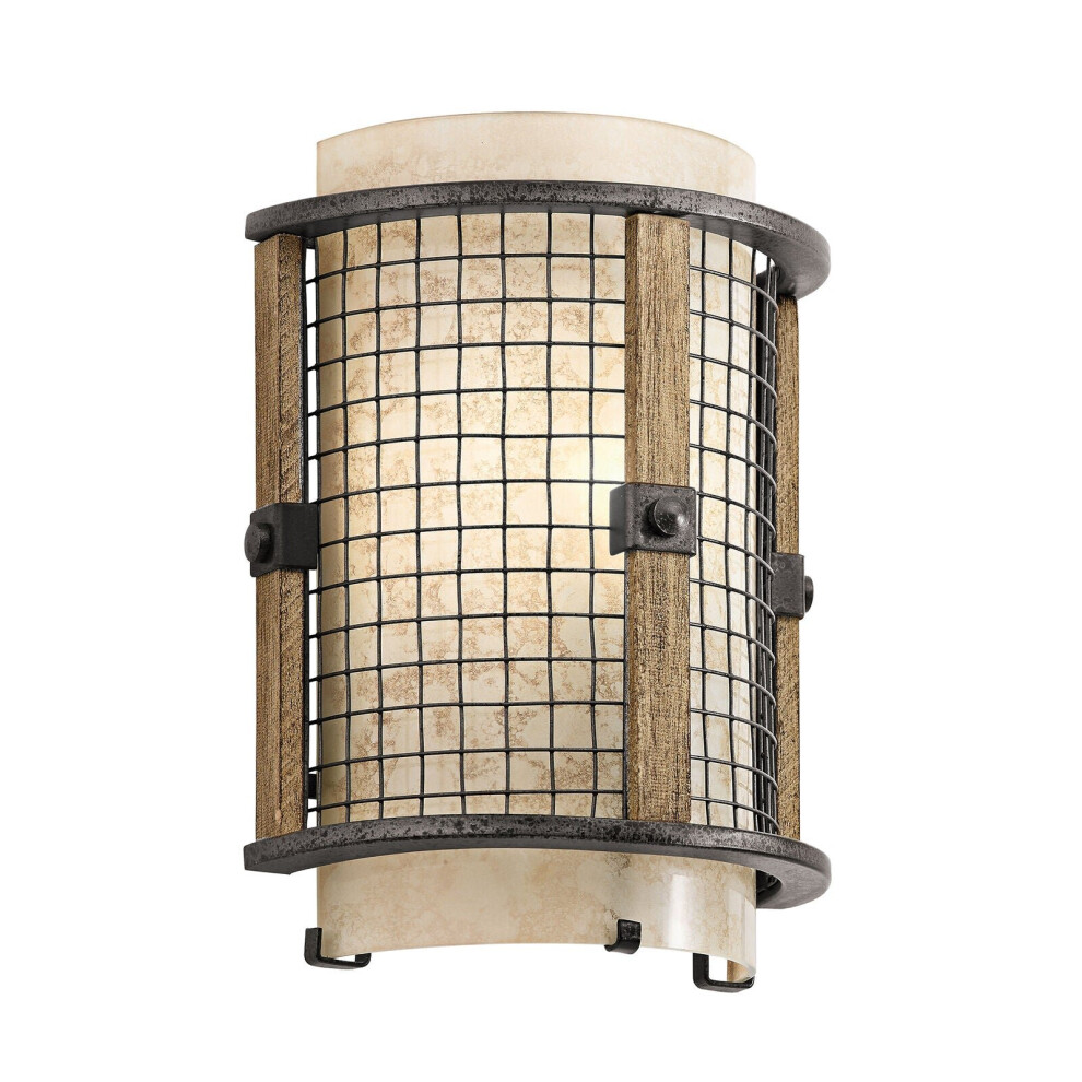 Loops Wall Light Mesh Surrounds Mica Glass Shade Rustic Style Anvil Iron Led E14 60W