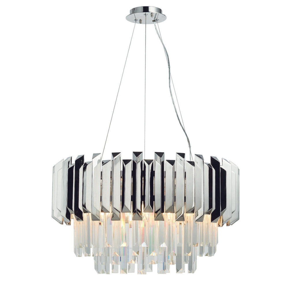 Loops Ceiling Pendant Light Clear Crystal & Polished Stainless Steel 6 X 40W E14