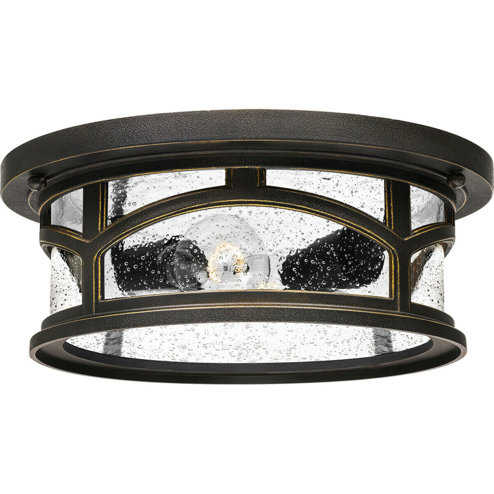 Loops Outdoor Ip44 1 Bulb Flush Light Low Ceiling Palladian Bronze Led E27 60W