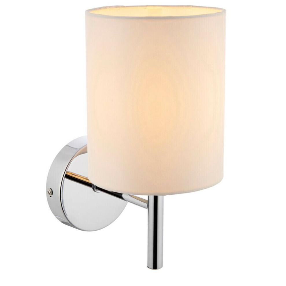 Loops Dimmable Led Wall Light Chrome & Off White Shade Modern Lounge Lamp Lighting