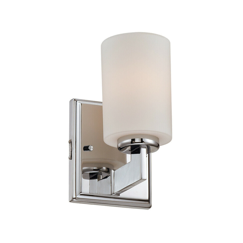 Loops Ip44 Wall Light Single Compact Opaque Glass Shade Polished Chrome Led G9 3.5W