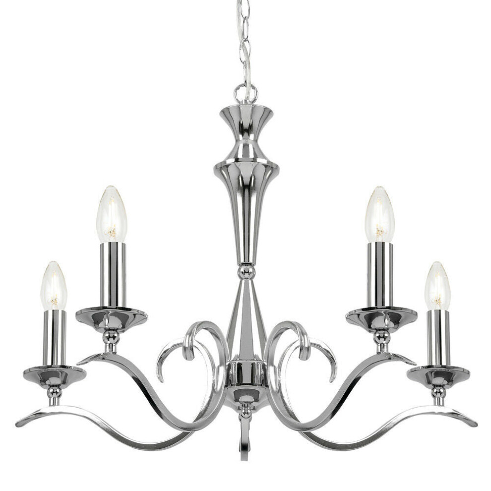 Loops Hanging Flush Ceiling Pendant 5 Chrome Chandelier Classic Lamp Bulb Holder Light