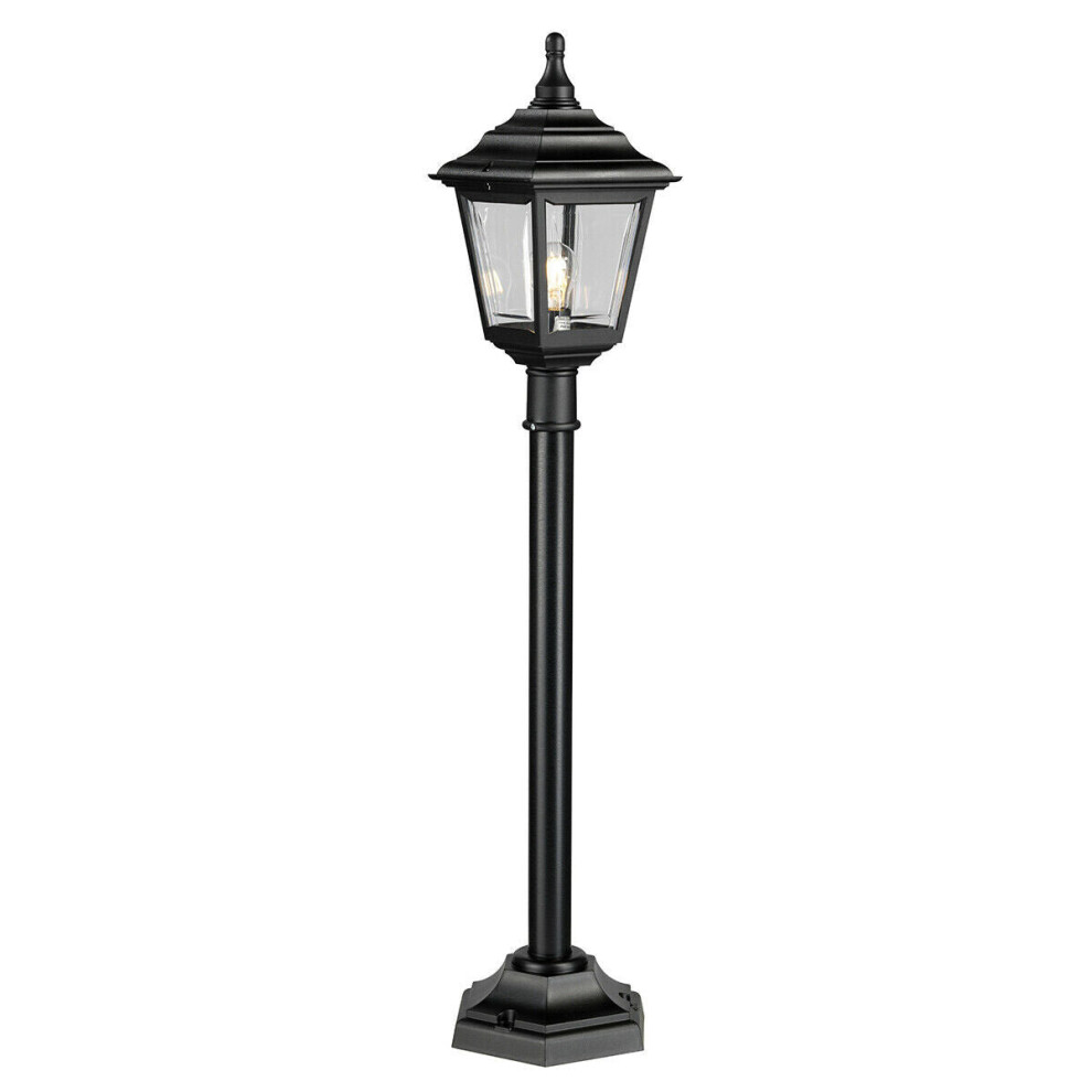 Loops Outdoor Ip44 1 Bulb Short Mini Lamp Post Pillar Black Led E27 100W D01579
