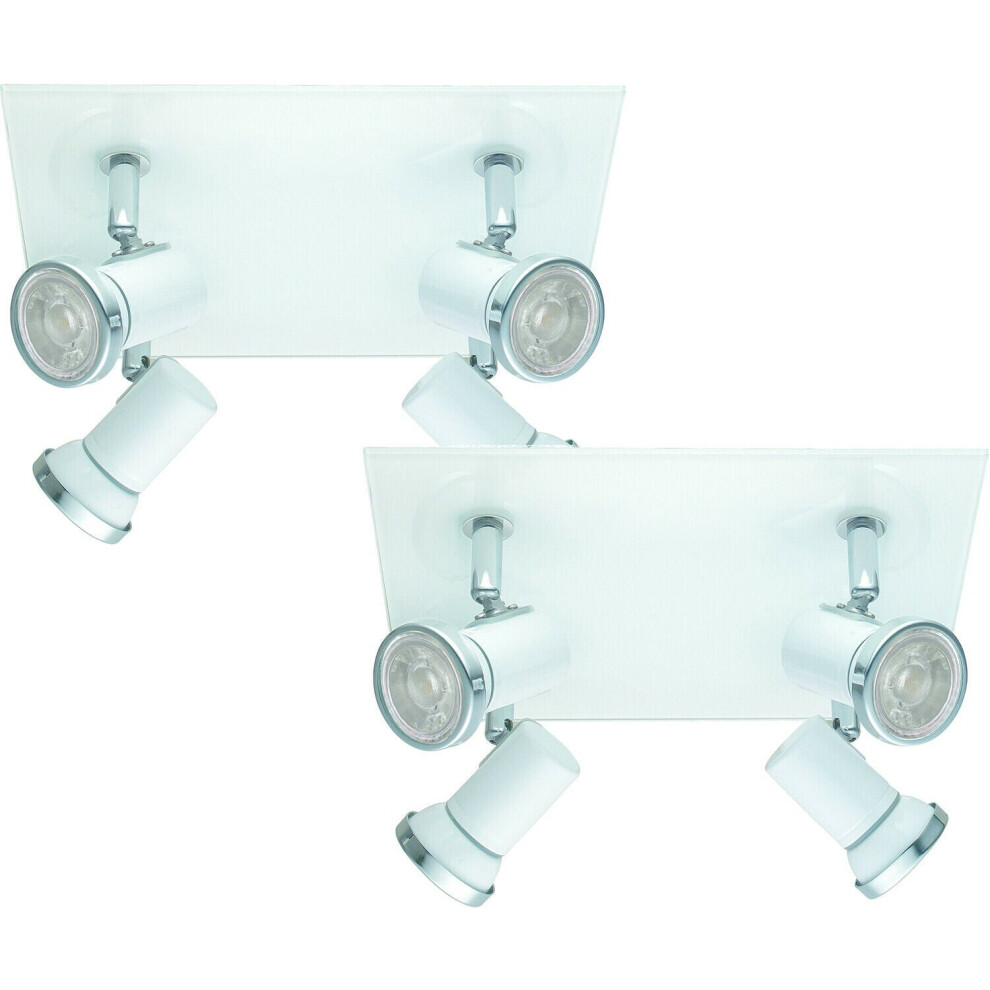 Loops 2 Pack Wall Flush Ceiling Light Ip44 Bathroom Colour White Chrome Gu10 4X3.3w