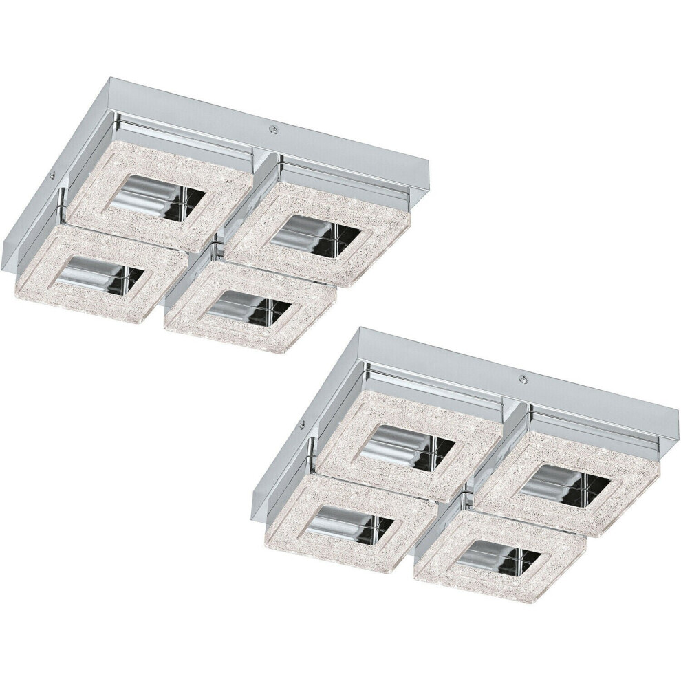 Loops 2 Pack Wall Flush Ceiling Light Chrome Shade Chrome Clear Crystal Led 4X4w