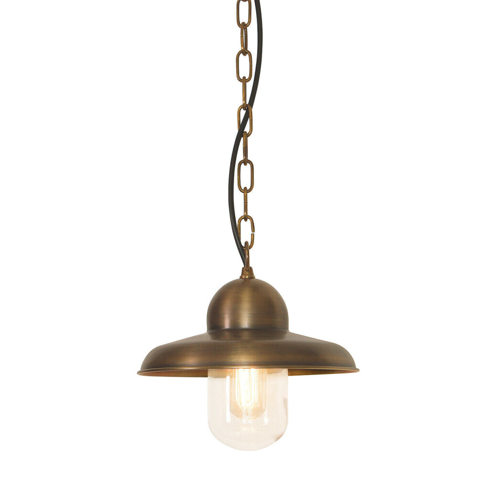 Loops Outdoor Ip44 1 Bulb Ceiling Chain Lantern Aged Brass Led E27 100W