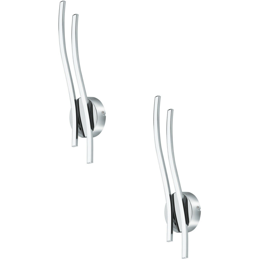 Loops 2 Pack Wall Light Colour Chrome Plated Shade White Plastic Led 2X5w Included