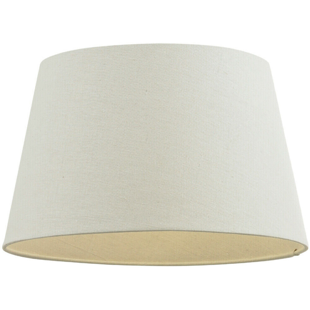 Loops 14" Inch Round Tapered Drum Lamp Shade Linen Fabric Cover Simple Elegant Ivory