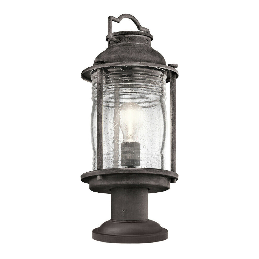 Outdoor IP44 1 Bulb Wall Ground Pedestal Weathered Zinc LED E27 60W