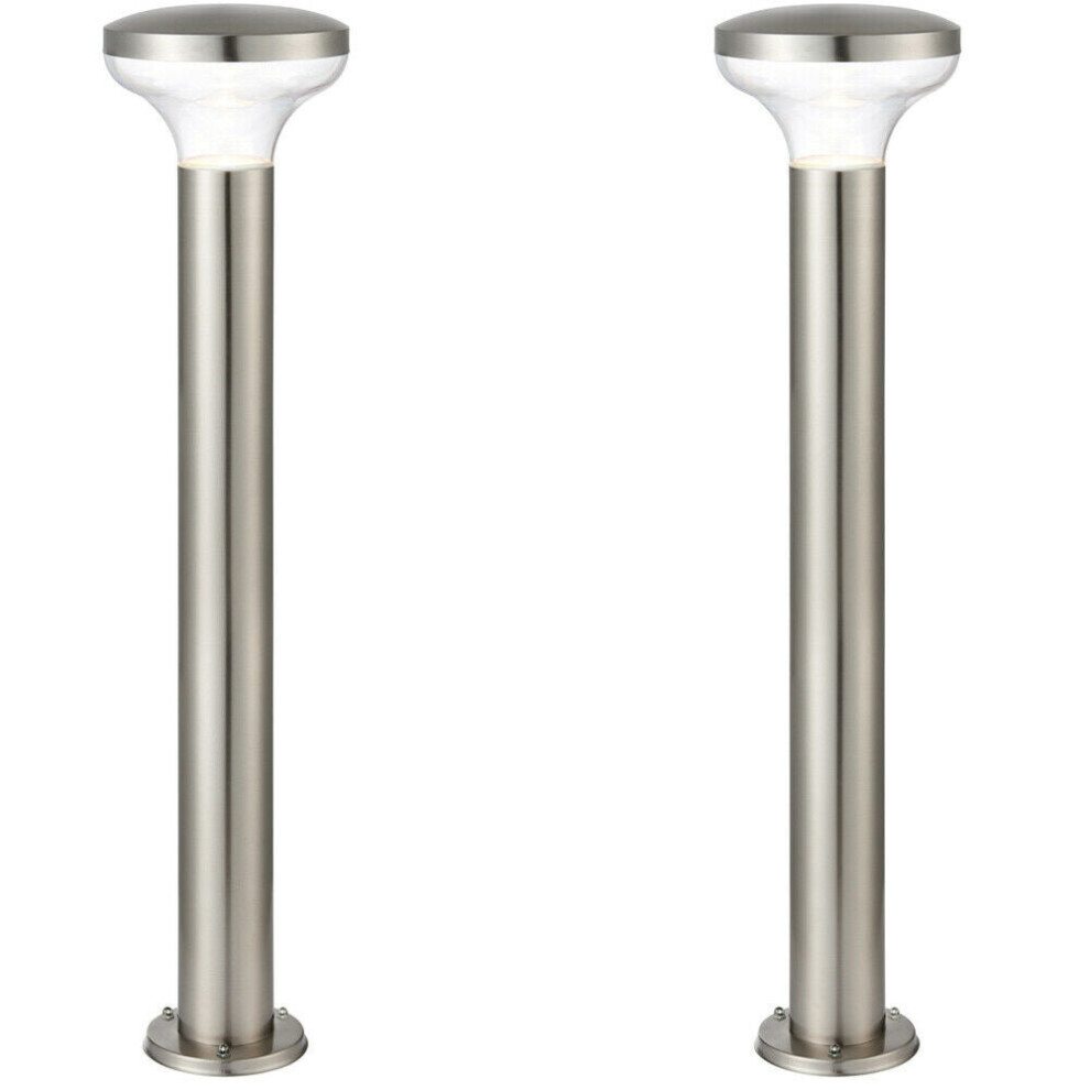 Loops 2 Pack Outdoor Post Bollard Light Marine Steel 1M Led Garden Driveway Path Lamp