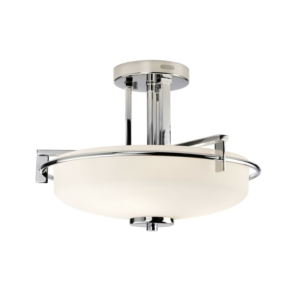 Loops Ip44 3 Bulb Semi Flush Opal Etched Glass Polished Chrome Led G9 3.5W Light