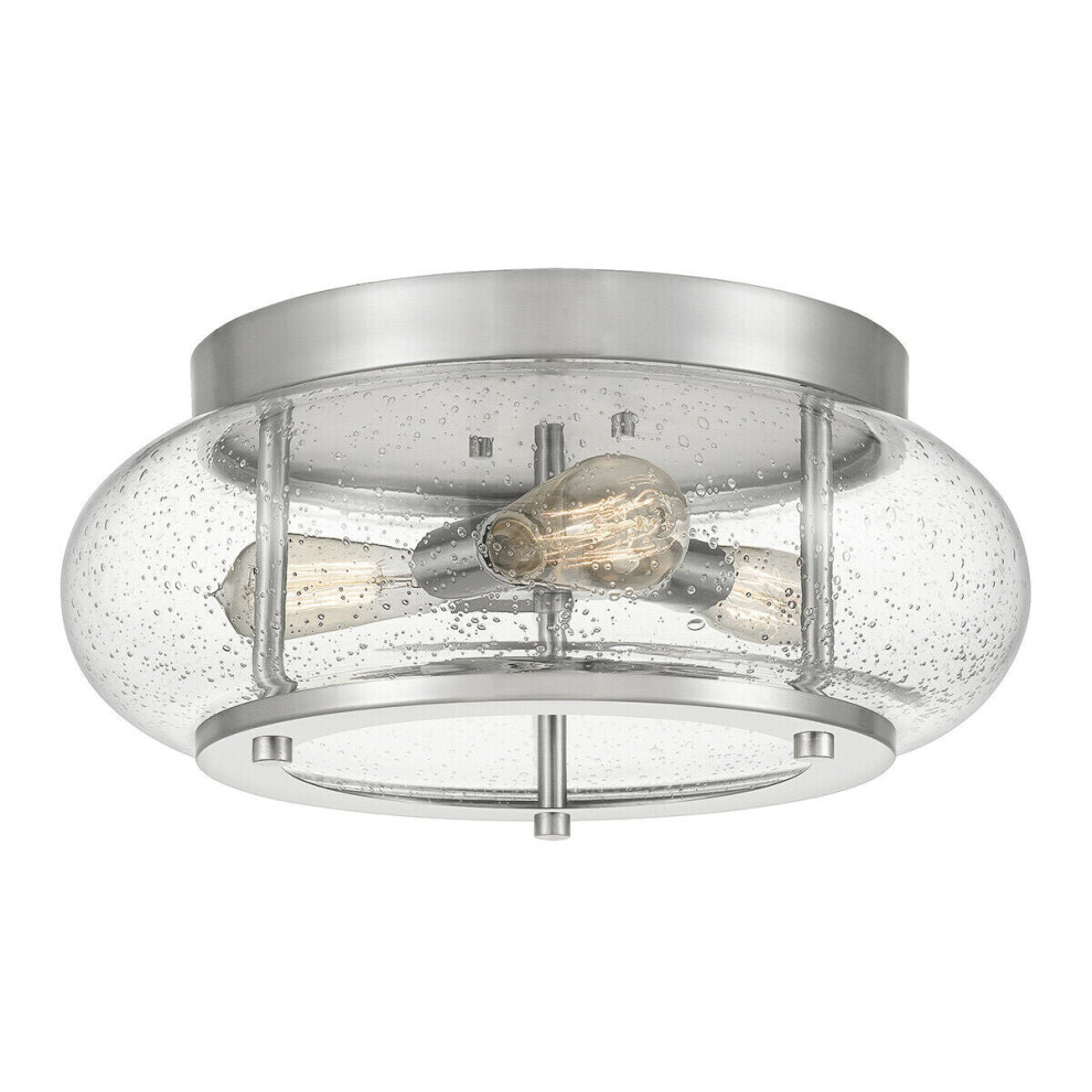 Loops 1 Bulb Flush Light Low Ceiling Brushed Nickel Led E27 60W Bulb