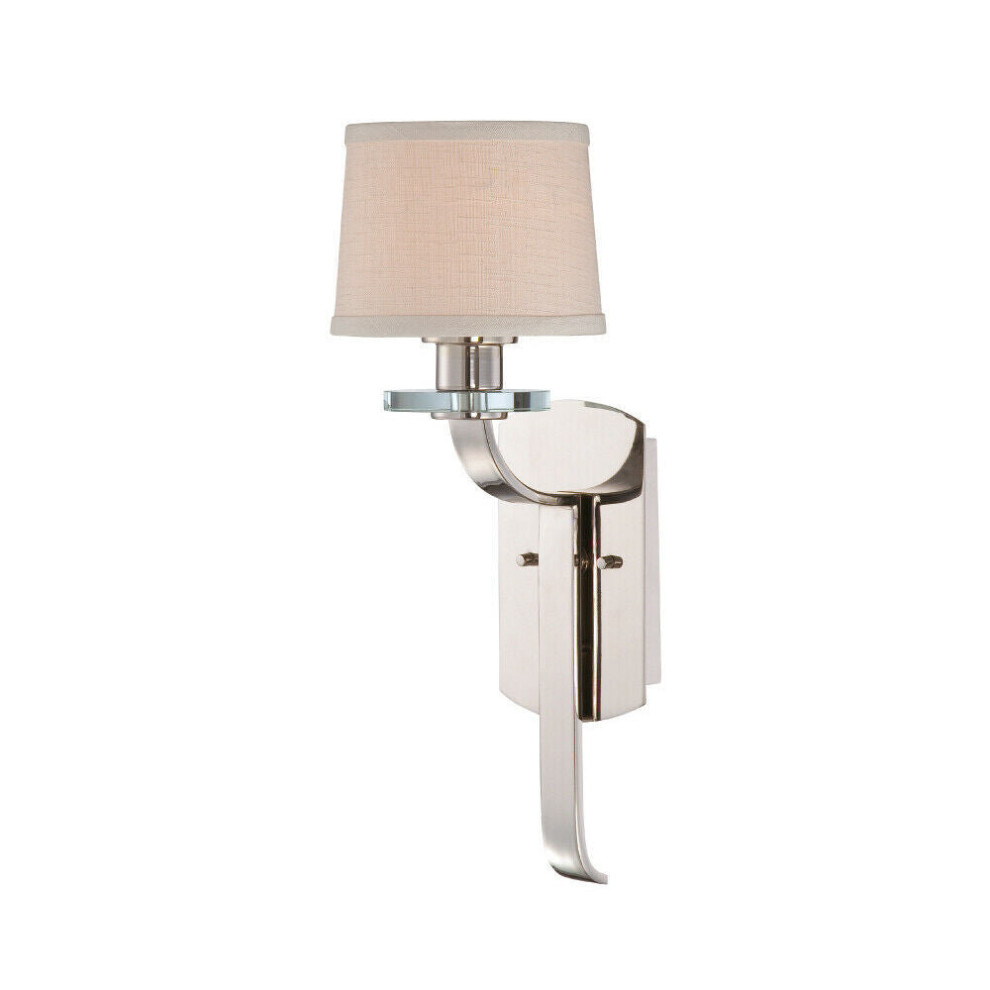 Loops Wall Light Optic Glass Asccents Milano Fabric Shade Imperial Silver Led E27 60W