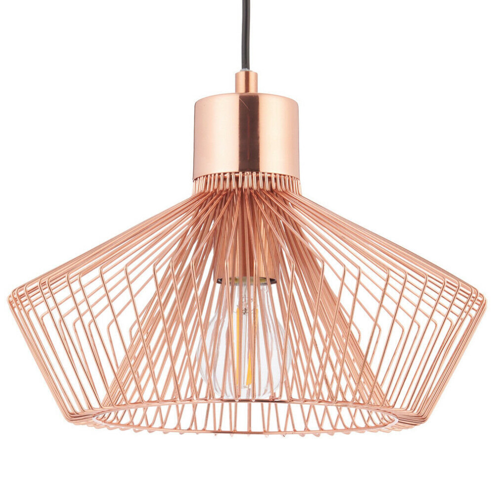 Loops Hanging Ceiling Pendant Light Modern Copper Wire Shade Designer Lamp Bulb Holder