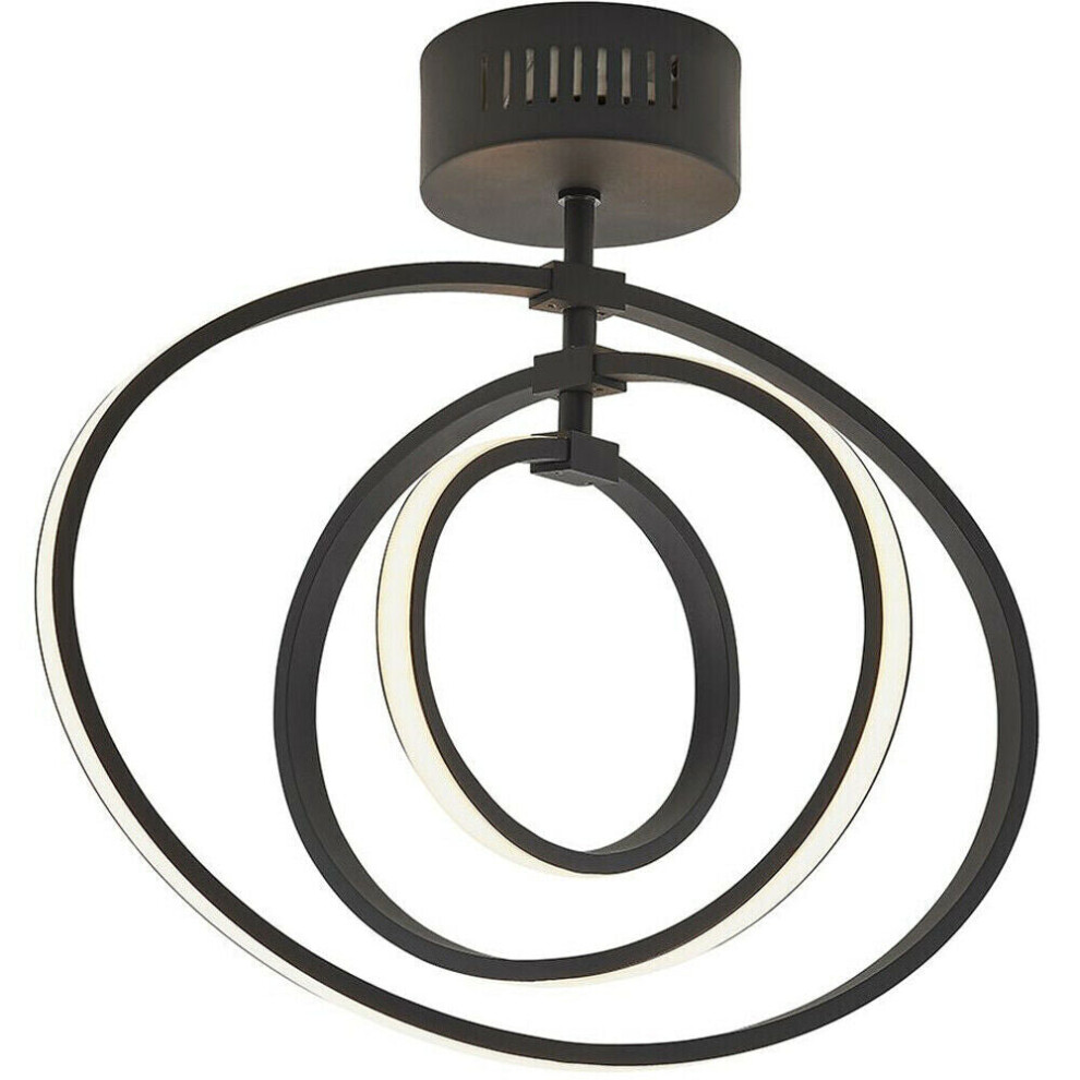 Loops Led Semi Flush Ceiling 21W Warm Matt Hoop Ring Feature Strip Light/White/Black