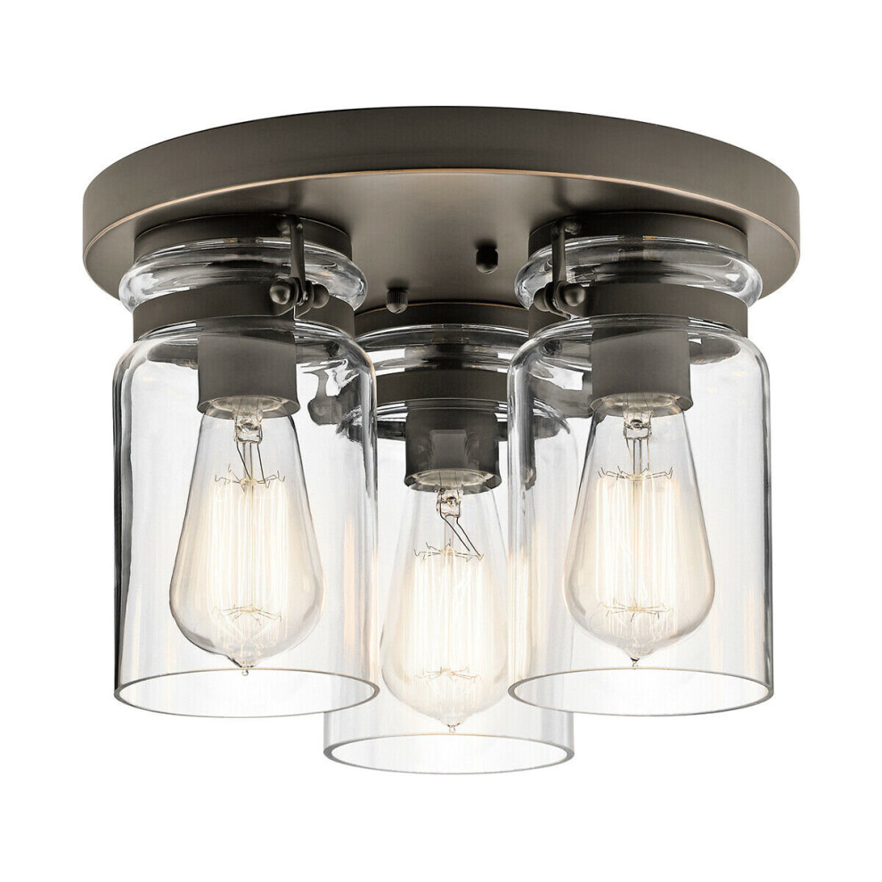 Loops 3 Bulb Flush Low Ceiling Brushed Nickel Led E27 60W Bulb Light
