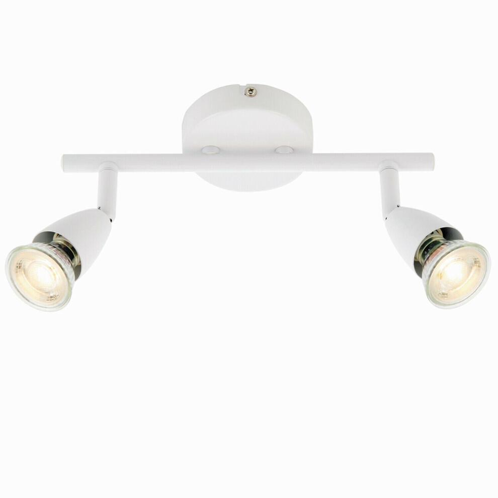 Loops Adjustable Ceiling Spotlight Gloss White 2 Light Bar Downlight Modern Lamp
