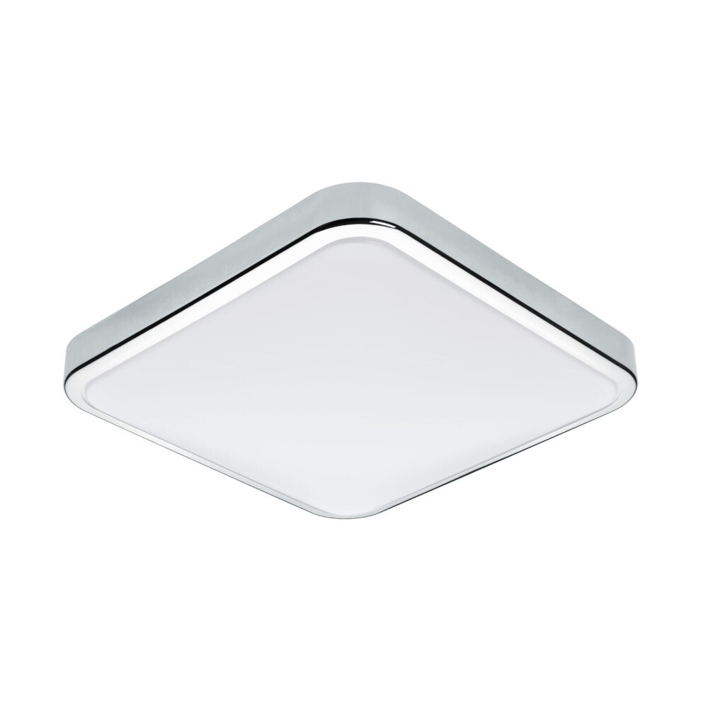 Loops Wall Flush Ceiling Light Ip44 Bathroom Chrome Shade White Plastic Bulb Led 16W