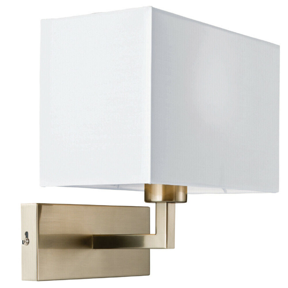 Loops Dimming Led Wall Satin Nickel & Shade Sleek Rectangle Lamp Fitting Light/White