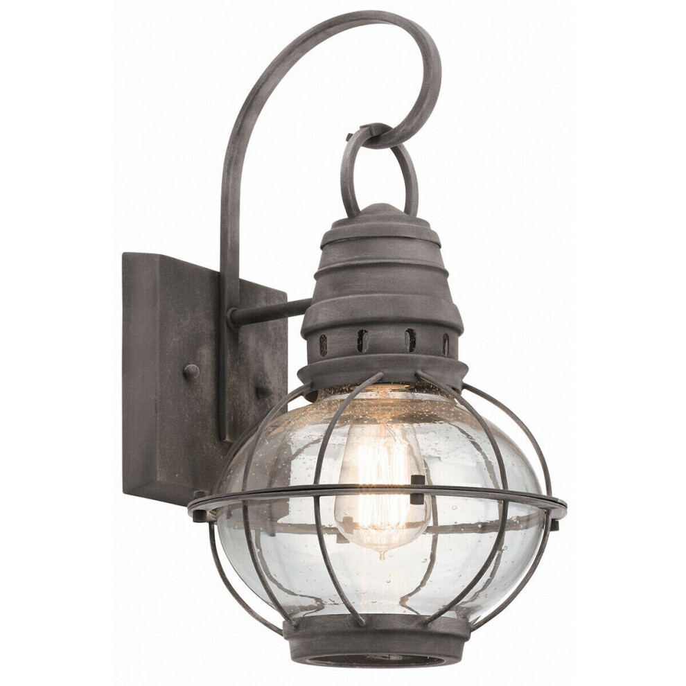 Outdoor IP44 Wall Light Weathered Zinc LED E27 60W d01630