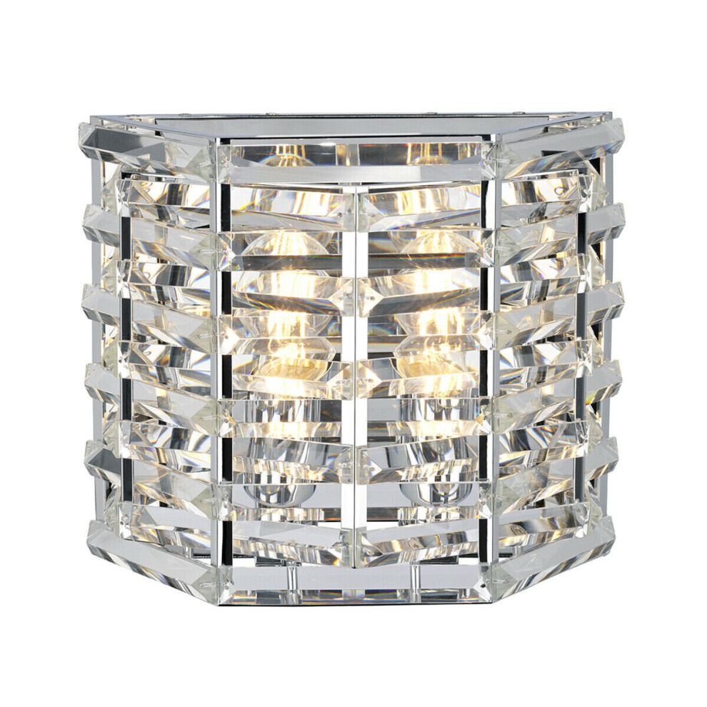 Loops Twin Wall Light Sconce Highly Polished Nickel Finish Led E27 60W Bulb