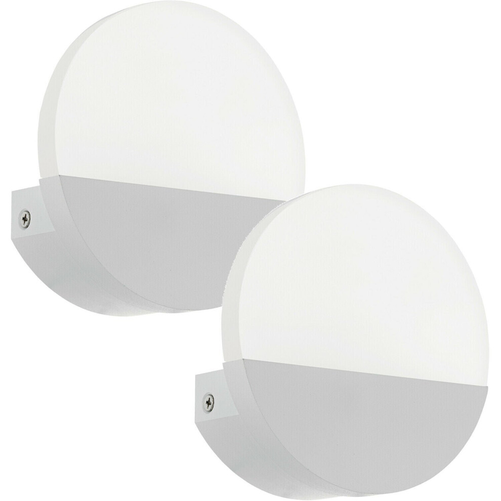 Loops 2 Pack Wall Light Colour White Shade Satined Plastic Bulb Led 1X4.5w Included