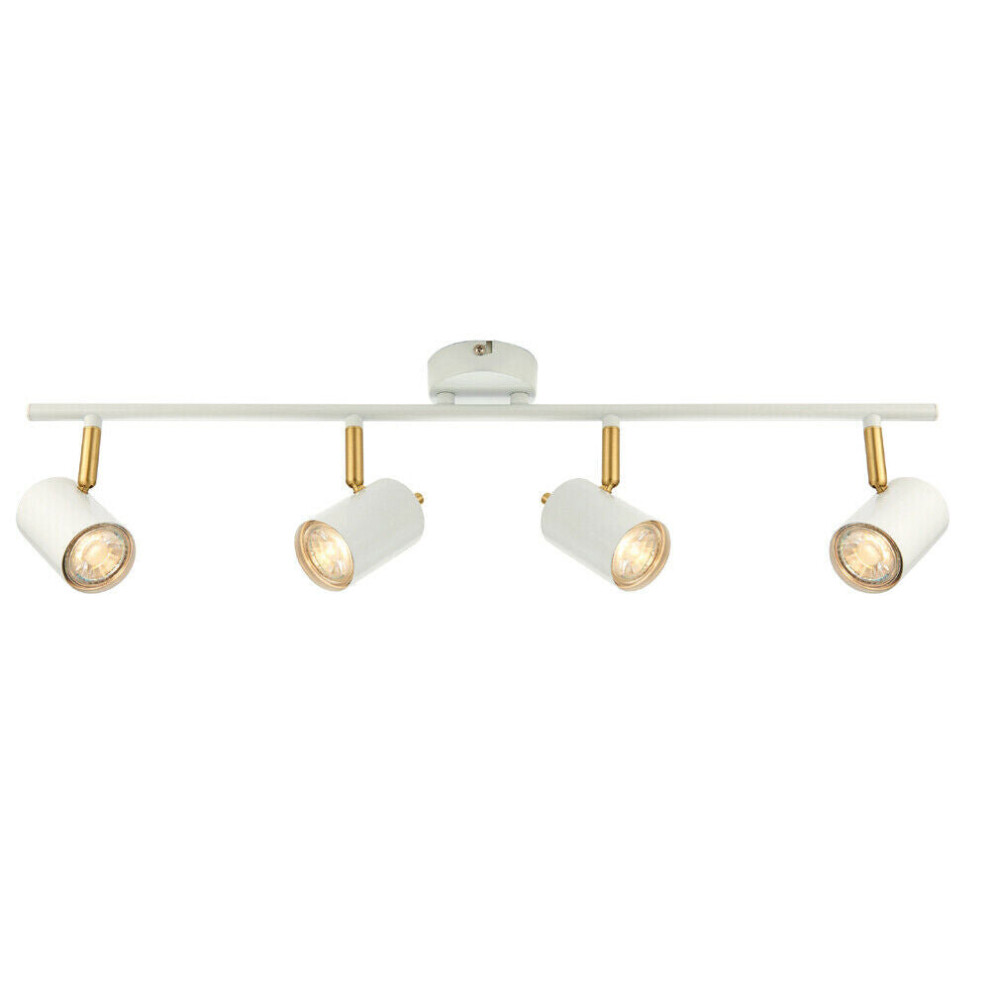 LED Tilting Ceiling Spotlight White & Brass 4 Bulb Kitchen Island Bar Down Light