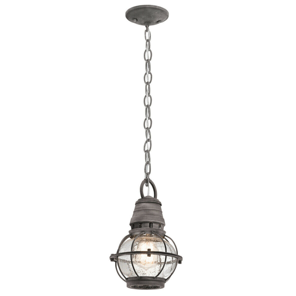 Loops Outdoor Ip44 1 Bulb Chain Lantern Weathered Zinc Led E27 60W D01628