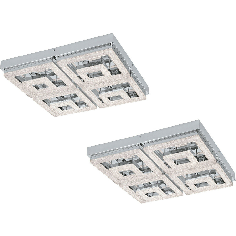 Loops 2 Pack Wall Flush Ceiling Light Chrome Shade Chrome Clear Plastic Crystal Led