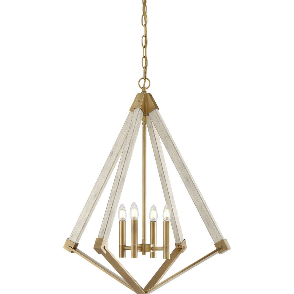 Loops 4 Bulb Chandelier Hanging Pendant Light Weathered Brass Led E14 60W Bulb