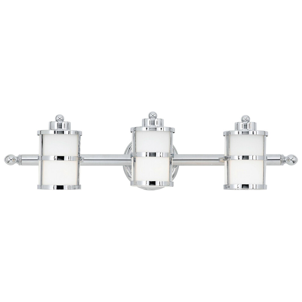 Loops Ip44 3 Bulb Wall Opal Etched Glass Dimmable Polished Chrome Led G9 3.5W Light