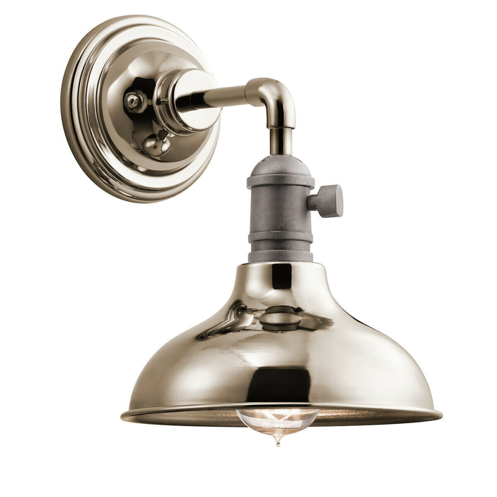 Loops Wall Light Retro Industrial Wide Bell Downlight Shade Natural Brass Led E27 60W