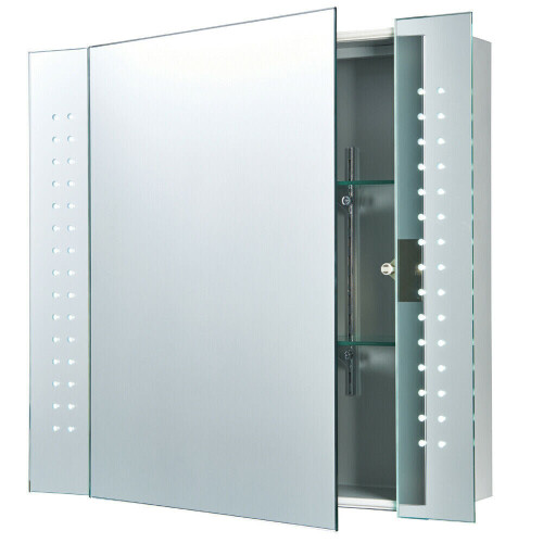 Loops IP44 LED Bathroom Mirror 60cm x 65cm Cabinet Light IR Switch & Shaver Socket