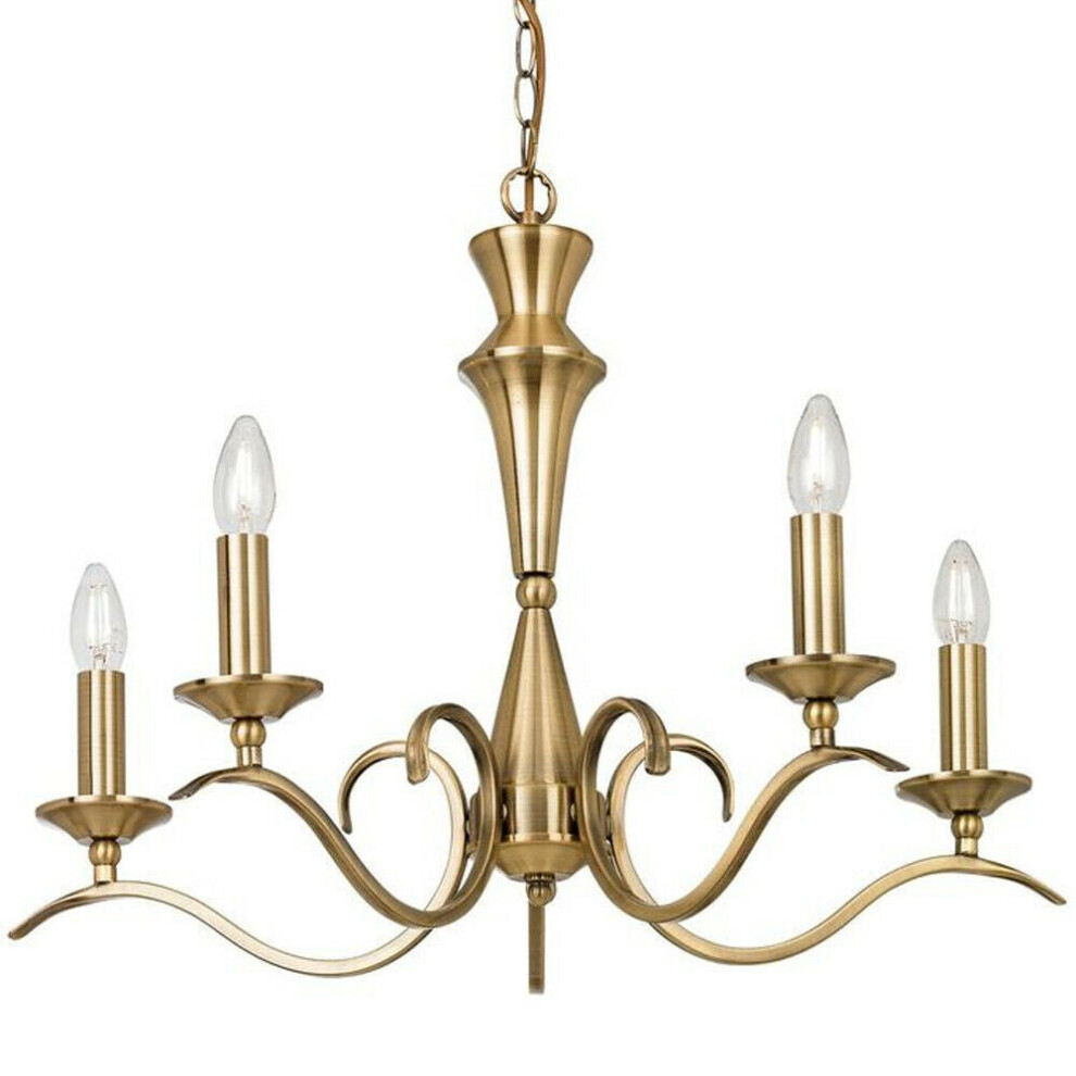 Hanging Flush Ceiling Pendant 5 Light ANTIQUE BRASS Chandelier Lamp Bulb Holder