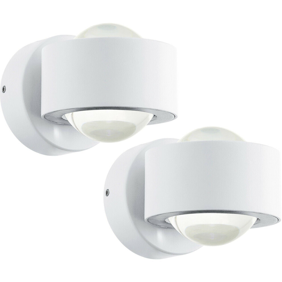 Loops 2 Pack Wall Light Colour White Aluminium Shade Clear Plastic Led 2.5W Included