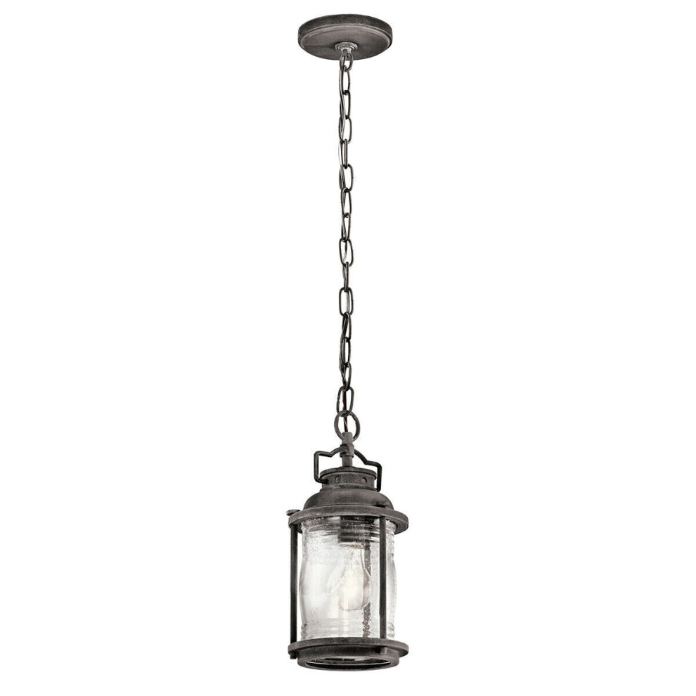 Loops Outdoor Ip44 1 Bulb Chain Lantern Weathered Zinc Led E27 60W D01614