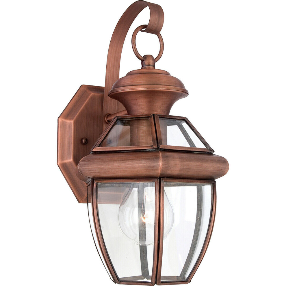 Loops Outdoor Ip44 Wall Sconce Aged Copper Led E27 60W Bulb Outside External Light