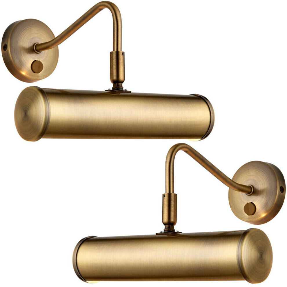 Loops 2 Pack Led Picture Wall Antique Brass Dimmable 6.2W Warm Down Bar Light/White