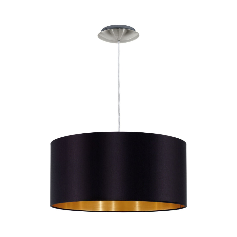 Loops Pendant Colour Satin Nickel Steel Shade Fabric Bulb E27 1X60w Light/Black/Gold