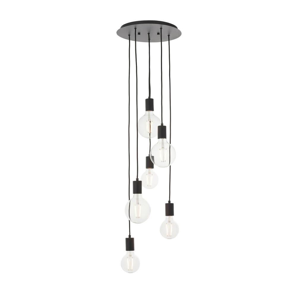 Loops Ceiling Pendant Light Matt Black 6 X 10W Led E27 Dimmable Six Lights