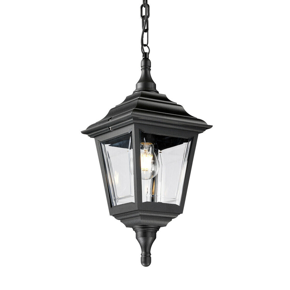 Loops Outdoor Ip44 1 Bulb Chain Lantern Led E27 100W Fitting Black/Light